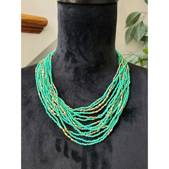 Charming Charlie Blue Multi Layered Seed Bead Fashion Jewelry Necklace - Picture 8 of 8